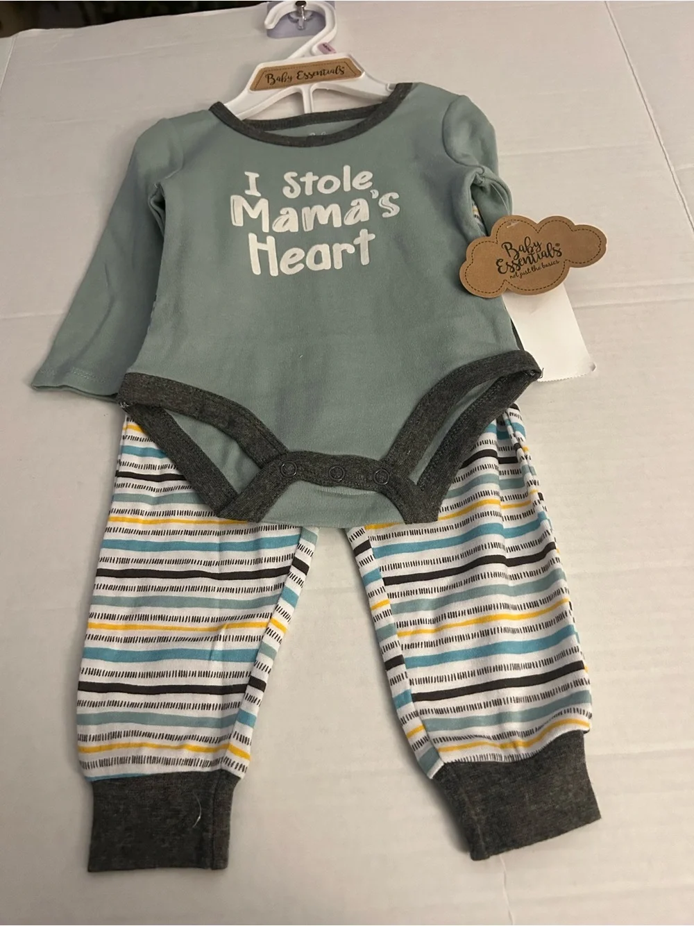 NWT Baby Essentials Four-Piece Outfit Set with lovey 9M